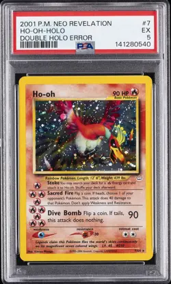 2001 POKEMON NEO REVELATION DOUBLE HOLO ERR #7 HO-OH-HOLO PSA 5 - Image 1