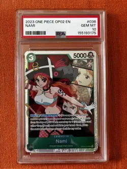 2023 One Piece OP02-036 Alternate Art Super Rare Nami PSA 10 GEM MINT - Image 1