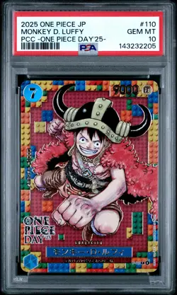 2025 One Piece JP PCC Monkey D Luffy P-110 Day 25 Elbaf Promo PSA 10 Gem Mint - Image 1