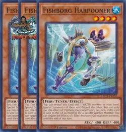 Yugioh! 3x Fishborg Harpooner MP25-EN350 Common 1st Ed NM - Image 1