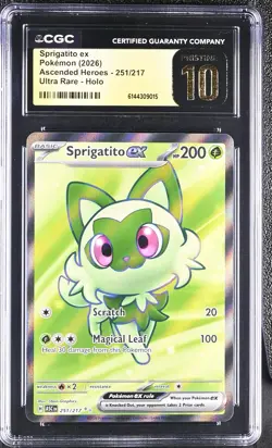 Sprigatito EX 251/217 Ultra Rare Holo Ascended Heroes Pokemon CGC 10 Pristine - Image 1