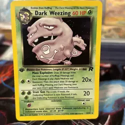 Pokemon Dark Weezing 14 Holo Rare Team Rocket 14/82 1st Edition Condition HP 🔥 - Image 1