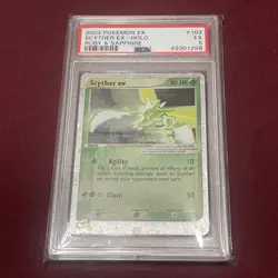 2003 POKEMON EX RUBY & SAPPHIRE #102 SCYTHER EX-HOLO PSA 5 - Image 1