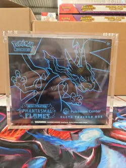 Pokemon TCG Mega Evolution Phantasmal Flames Pokemon Center ETB Sealed w/acrylic - Image 1