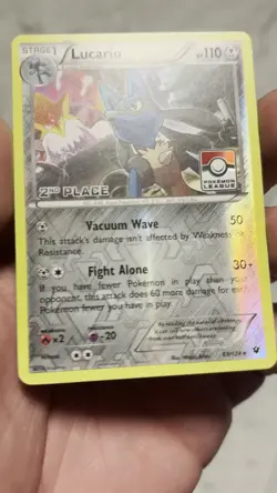 Lucario Fates Collide Reverse Holo 63/124 - Pokemon League 2nd Place Stamped LP - Image 2