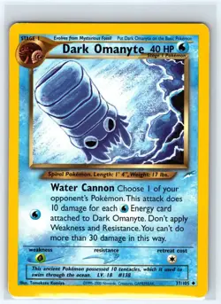 Dark Omanyte 37/105 Uncommon Neo Destiny Pokemon Unlimited Heavily Played - Image 1