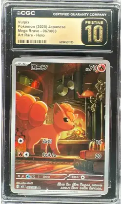 2025 Pokemon JPN ME Mega Brave Vulpix #067/063 Art Rare CGC Pristine 10 - Image 1