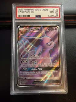 Espeon GX #140 Full-Art Sun & Moon 2017 Pokemon TCG PSA 10 Gem Mint - Image 1