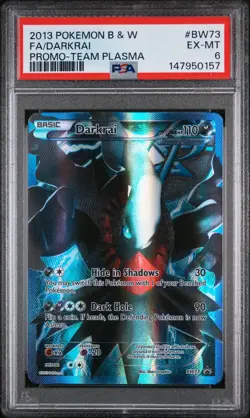 2013 POKEMON BLACK & WHITE PROMO TEAM PLASMA #BW73 FULL ART/DARKRAI PSA 6 - Image 1