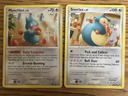 Pokemon TCG Rising Rivals Munchlax 77/111 Snorlax 33/111 Heavily Played Lot - Image 1