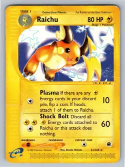 Raichu 61/165 Rare Expedition Base Set Pokemon Damaged - Image 1