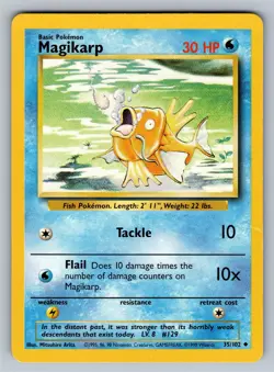 Magikarp 35/102 Uncommon Base Set Unlimited Pokemon Moderately Played - Image 1