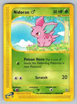 Nidoran M 96 Common Aquapolis Pokemon Moderately Played - Image 1