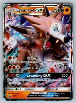 Lycanroc GX - SM14 Holo Promo Sun & Moon Promo Pokemon Moderately Played - Image 1