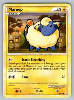 Mareep 73/123 Common HeartGold & SoulSilver Pokemon Lightly Played - Image 1