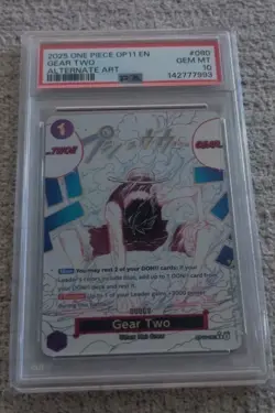 One piece Luffy Gear Two (Alt Art) Eng OP11-080 A Fist of Divine Speed PSA 10 - Image 1