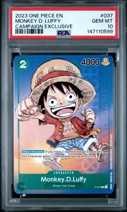 2023 ONE PIECE PROMOS CAMPAIGN EXCLUSIVE #037 MONKEY D. LUFFY PSA 10 GEM MINT💎 - Image 1