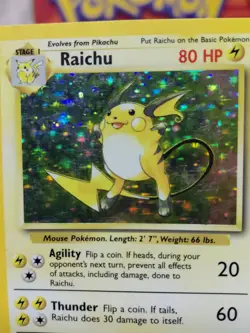Pokemon TCG Base Set Raichu Holo Card 14/102 Unlimited Holo Rare Vintage MP/LP - Image 4