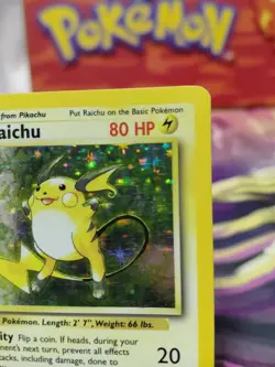 Pokemon TCG Base Set Raichu Holo Card 14/102 Unlimited Holo Rare Vintage MP/LP - Image 5