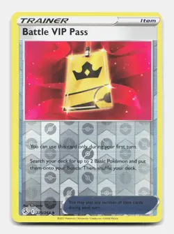 Battle VIP Pass 225/264 Uncommon FST Fusion Strike Pokemon Reverse Holo NM/M - Image 1