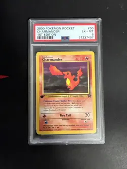 1st Edition Pokemon 2000 Charmander 50/82 Team Rocket Regular Graded. PSA - Image 1