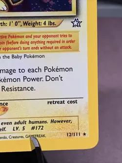Pokemon TCG Pichu 12/111 Neo Genesis Holo Rare WOTC VTG 2000 NM-/LP+ - Image 4