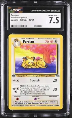 Persian *CGC 7.5* 1st Edition *Jungle* #42 *1999* Vintage * Pokemon - Image 1