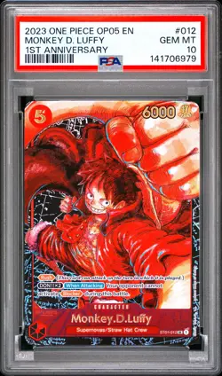 Monkey D. Luffy PSA10 2023 One Piece Op05-Awakening 1st Anniversary #012 - Image 1