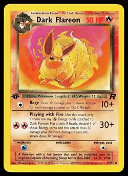 Dark Flareon 35/82 1st Edition Uncommon Team Rocket Pokemon Card - Image 1