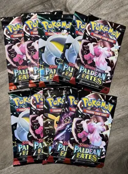 X10 Pokemon Paldean Fates Booster Pack FACTORY SEALED Lot of 10 Total Cards=100 - Image 1
