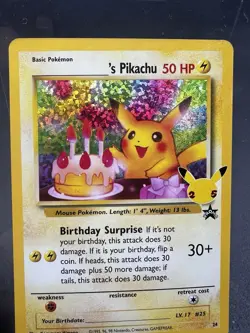 Birthday Pikachu 24 Holo Celebrations Classic Collection Pokemon Card NM - Image 2