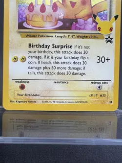 Birthday Pikachu 24 Holo Celebrations Classic Collection Pokemon Card NM - Image 3