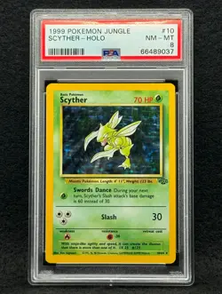 1999 Pokemon Jungle Scyther #10 Unlimited PSA 8 - Image 1
