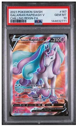 2021 POKEMON SWORD & SHIELD CHILLING REIGN #167 GALARIAN RAPIDASH V PSA 10 - Image 1
