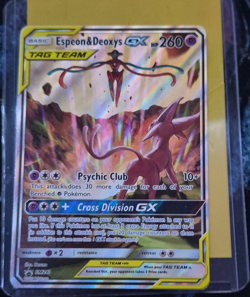 Pokemon TCG Espeon & Deoxys GX TAG TEAM Promo SM240 Holo Card Psychic Basic GX - Image 1