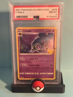 Graded 2021 POKEMON CELEBRATIONS #015 LUNALA HOLO PSA 8 NM- MT NEW - Image 1