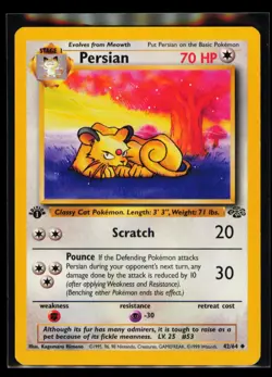 Persian 42/64 Jungle 1st Edition Stamp Non Holo Foil Pokemon 1999 Vintage - Image 1