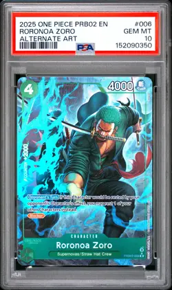 2025 One Piece Prb02-006 English Premium Roronoa Zoro Alt Art PSA 10 #006 - Image 1