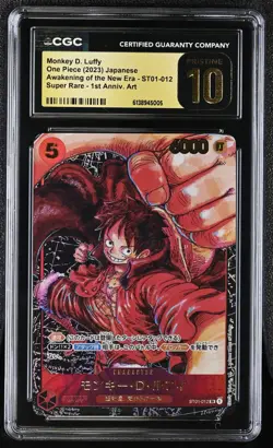 Cgc 10 pristine ONE PIECE Card Game Monkey D. Luffy ST01-012 JP - Image 1