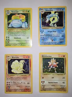 Pokemon TCG Base Set Holo 4-Card Lot Venusaur, Gyarados, Ninetails, Hitmonchan - Image 1