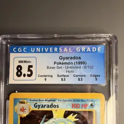 CGC 8.5 Gyarados Base Set Unlimited Holo Rare 6/102 Pokemon Card English 1999 - Image 3
