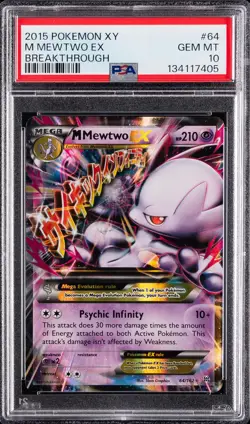 2015 POKEMON XY BREAKTHROUGH #64 M MEWTWO EX PSA 10 - Image 1