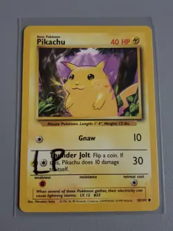 Pokemon TCG Pikachu Base Set 58/102 Regular Unlimited Common LP CB1S2 - Image 1