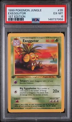 PSA 6 EX/MT 1999 POKEMON JUNGLE 35 EXEGGUTOR 1ST EDITION ENGLISH - Image 1