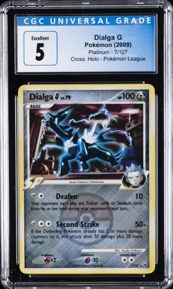 2009 POKEMON PLATINUM, CROSS. HOLO, POKEMON LEAGUE #7/127 DIALGA G CGC 5 - Image 1