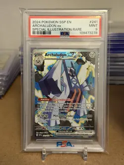 2024 POKEMON SSP EN-SURGING SPARKS SPECIAL ILLUSTRATION RARE ARCHALUDON EX PSA 9 - Image 1