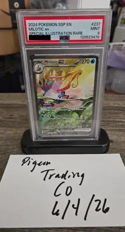 2024 POKEMON SSP EN-SURGING SPARKS SPECIAL ILLUSTRATION RARE MILOTIC EX PSA 9 - Image 1