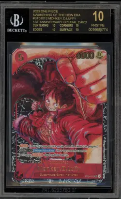 One Piece CCG Monkey.D.Luffy 1st Anniversary Special ST01-012 BGS 10 BLACK LABEL - Image 1