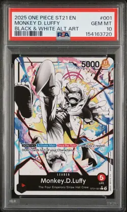 2025 ONE PIECE MONKEY D. LUFFY STARTER DECK ST21-EX GEAR 5 #001 PSA 10 GEM - Image 1