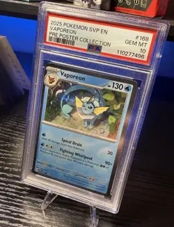 2025 POKEMON PRE EN #168 VAPOREON PROMO PRE POSTER COLLECTION PSA 10 - Image 1